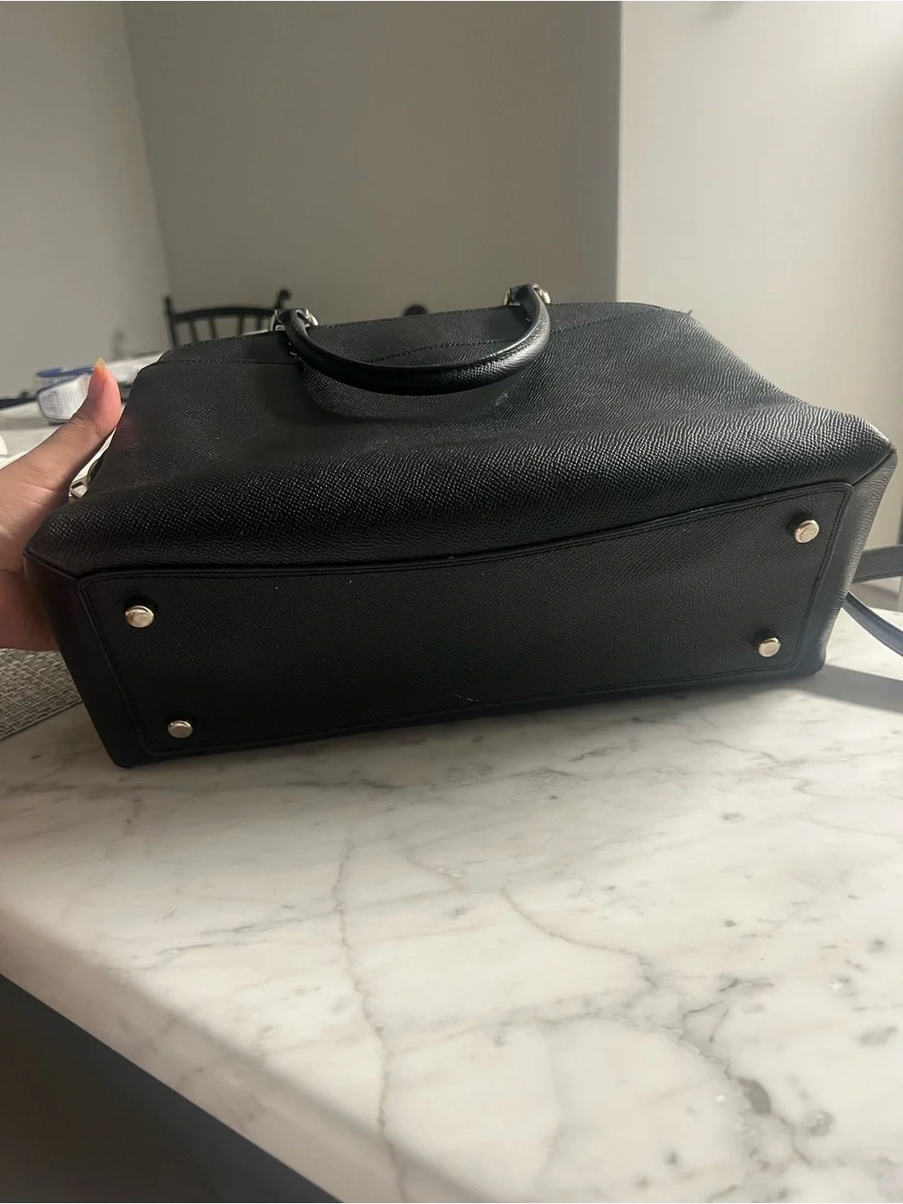 Coach Black Leather Dome Satchel with Shoulder Strap
